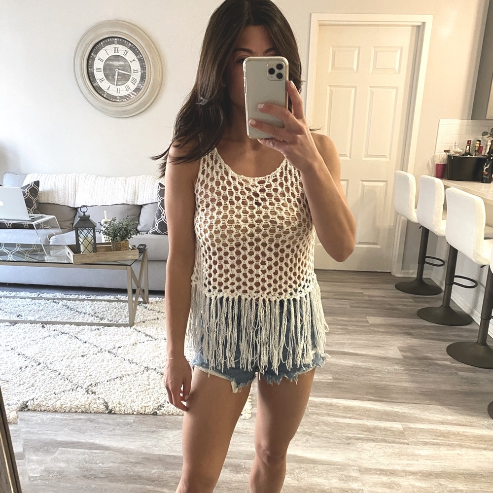 MinkPink Fringe Bathing suit coverup